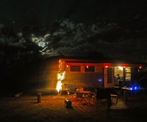 vintage airstream at night caprock canyon vintage airstream at night caprock canyon