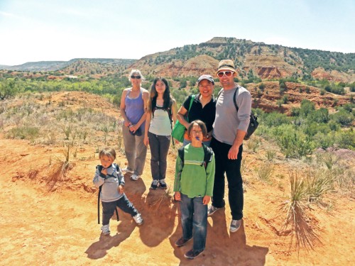 a family of eager hikers about to take off for the lighthouse trail