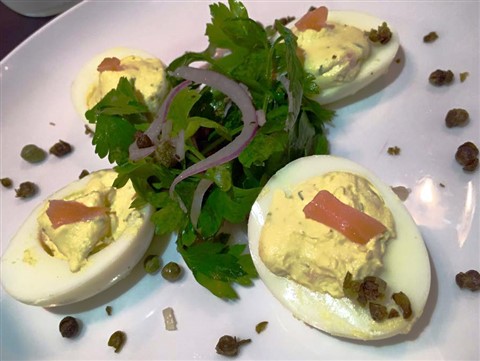 little barrel and brown happy hour austin gravlox deviled eggs