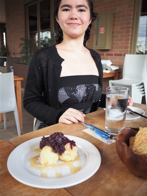 Fried goat cheese balls with red onion and honey