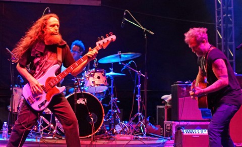 Carl Dufrene a wild man on bass guitar anders osborne and brady blade drums