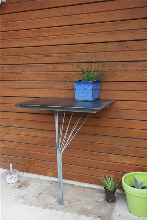 black granite topped one legged table paul schuster