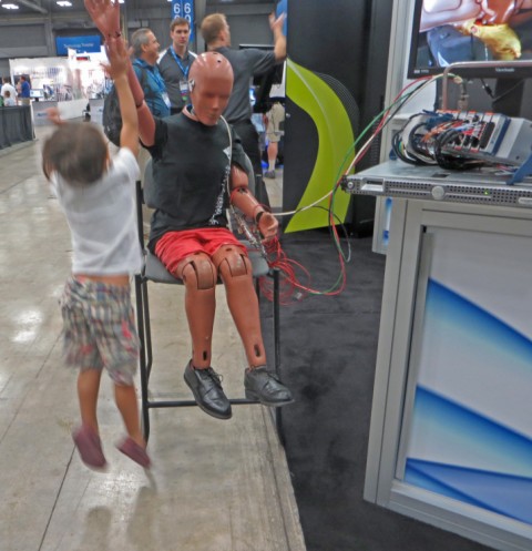 crash test dummy boy high five