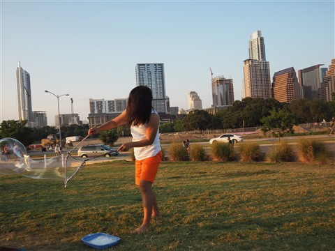 kat made big bubbles at long center austin skyline