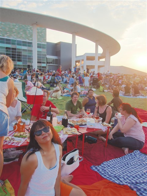 extreme picnicing austin long center lawn sunset summer