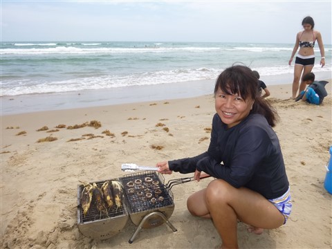 hatch chili sausages grilled on the beach south padre island