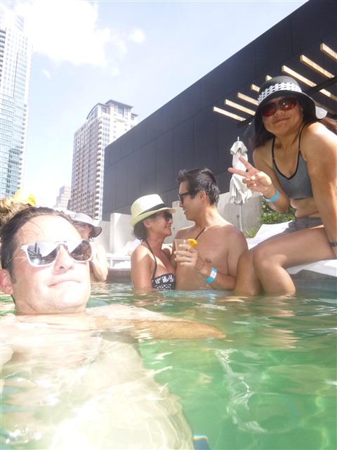 selfie at the w hotel pool austin