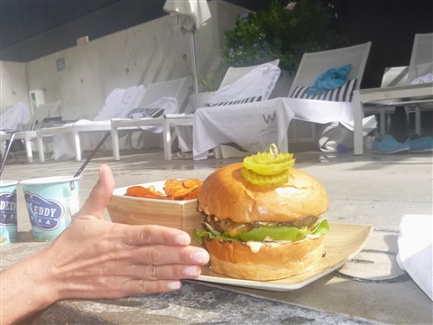 w hotel pool food burger austin wet deck