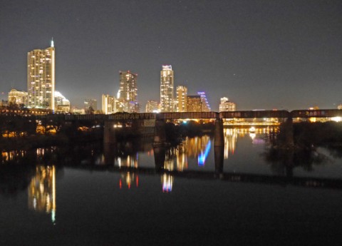 downtown austin at night winter dec 2013