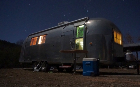 vintage airstream at lost maples state park texas 1964 overlander