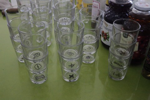 marked vodka glasses