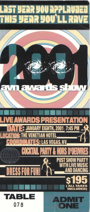 2001 AVN awards ticket 2001 AVN awards ticket