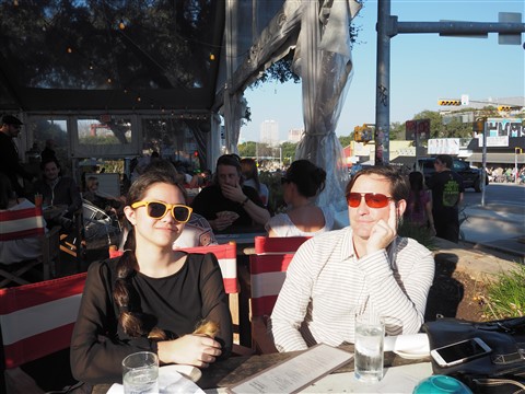 sunny february day in austin texas on the patio at perla's