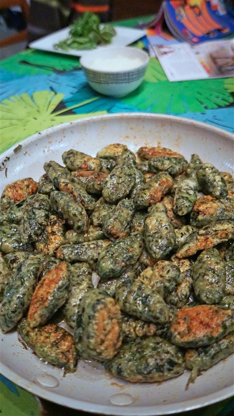 home made spinach gnocchi