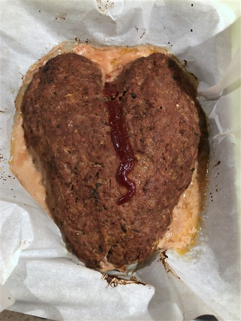 broken heart shaped meatloaf