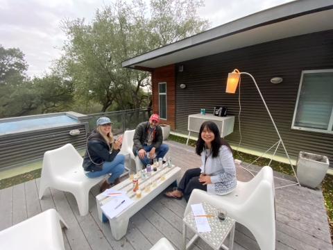 craft beer blind tasting austin modern rooftop deck