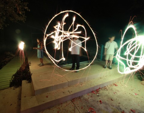 kids with sparklers kids with sparklers