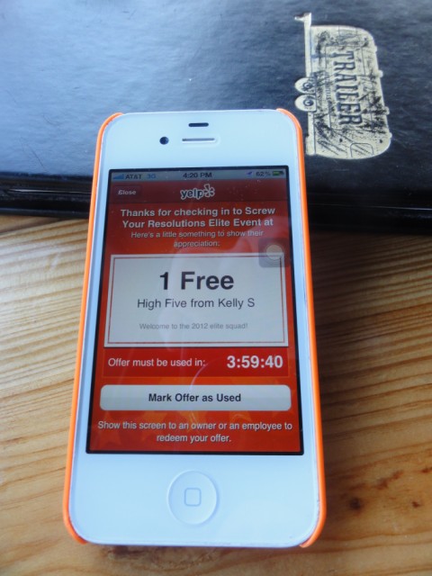 yelp kelly s/ check-in high five yelp kelly s/ check-in high five