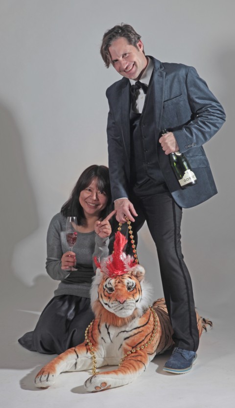 Tigers on a gold leash New Year's Eve