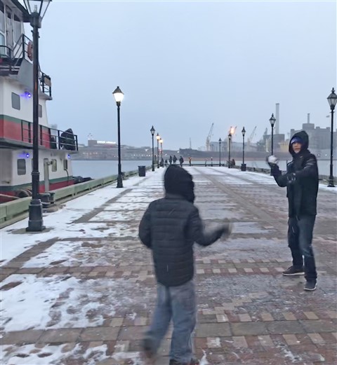 snow ball fell's point baltimore maryland harbor