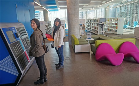 austin library teen area computer check out station