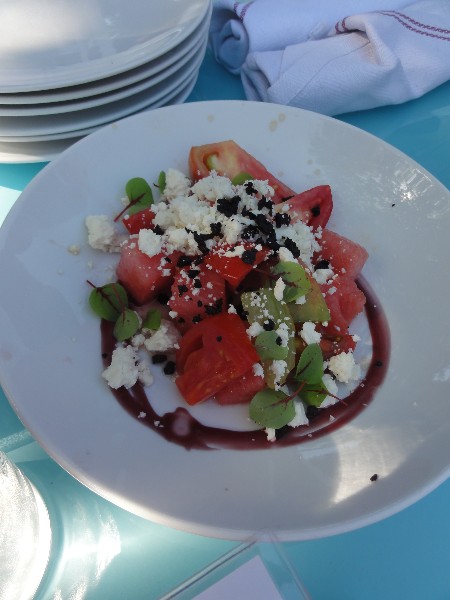 heirloom tomatoes with watermelon, feta and dried olives heirloom tomatoes with watermelon, feta and dried olives