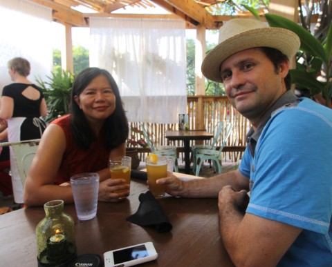 pretty girl and dorkus at blue dahlia bistro westlake austin
