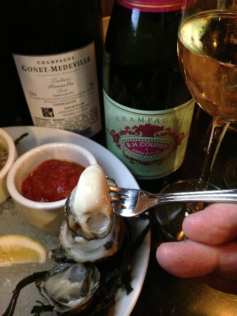 oysters and champagne at soif wine bar santa cruz