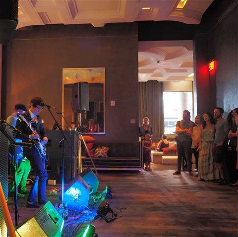 gentleman rogues austin band w hotel living room