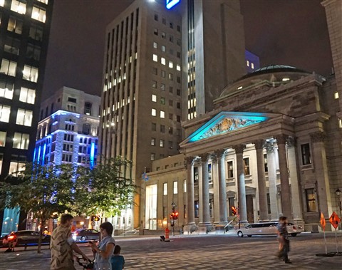 old montreal at night by notre dame