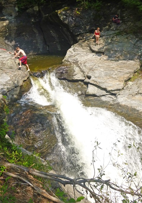 tempting fate over the falls at the bolton potholes vt