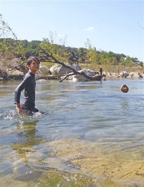 levitating rock wimberley river 2015