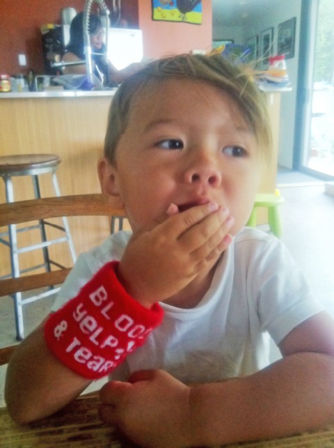 he loves his yelp sweatband