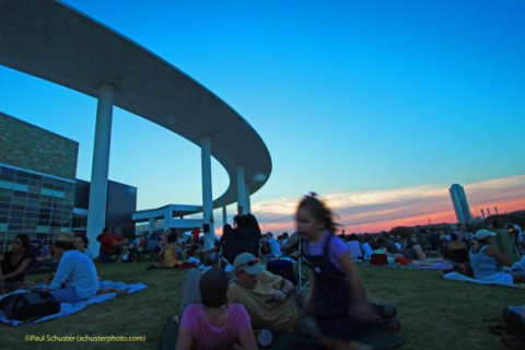 sunset behind long center austin, tx
