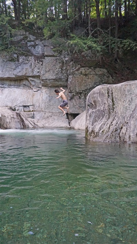 rock jumping at warren falls vt