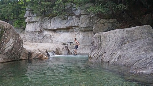 paul schuster of vermont jumps at warren falls