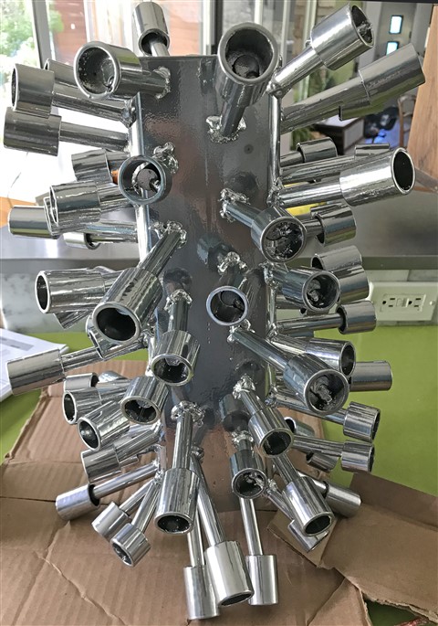 sculpture by paul schuster metal sculptur austin chrome powder coat