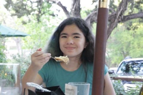 daughter enjoying chicken pot-pie leaning pear wimberley daughter enjoying chicken pot-pie leaning pear wimberley