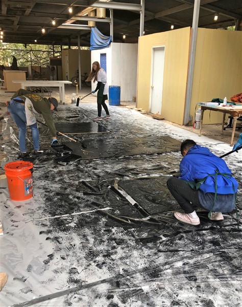 explore UT austin print makers steam roller print press