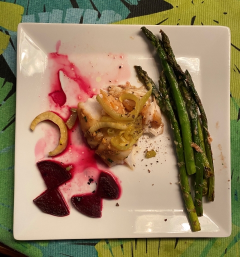 miso ginger glazed cod loin with fennel bulb and orange 