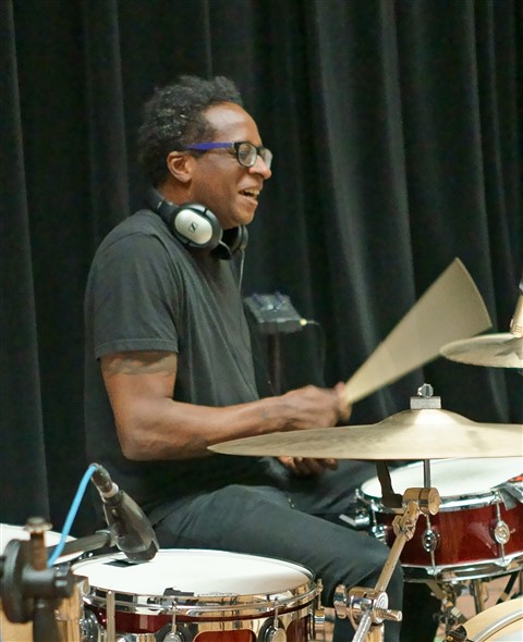 brady blade on drums in the studio