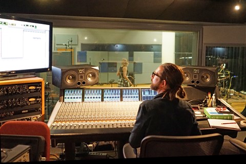 Chris Bell Engineer in the Studio at Firehouse