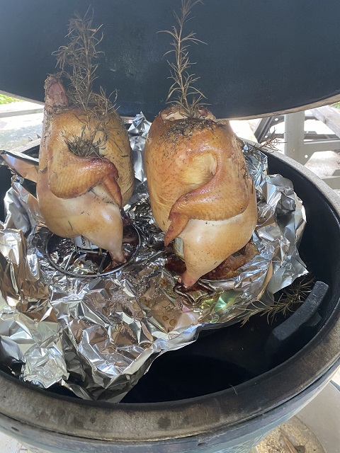 bge beer butt bunghole smoked chicken