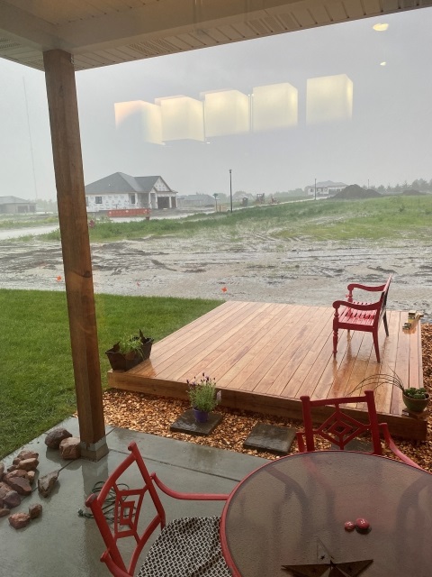 big deck in the rain