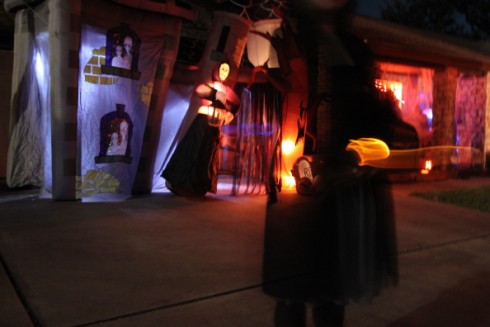 spooky house with ghost of holly