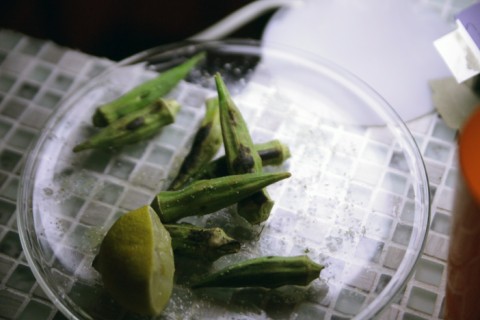 charred grilled okra