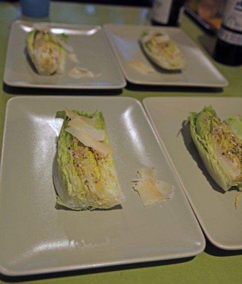 hearts of romain salad with shallot and pecorino