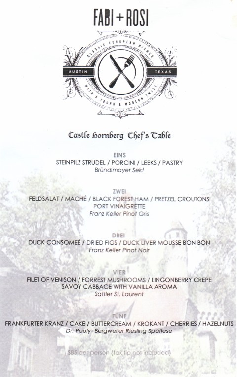 fabi+rosi castle hornberg wine dinner chef's table menu