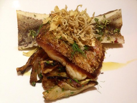 paggi house redfish with fennel four ways and bone marrow