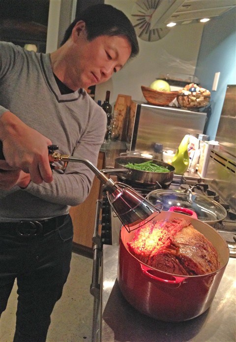 searing the prime rib